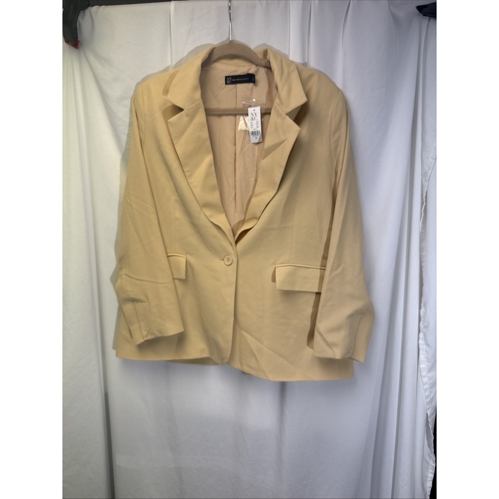 NWT New York & Company Beige Blazer Womens 1X‎ Lined Lightweight Summer Business